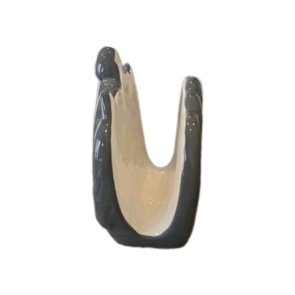 New Ceramic Grey Happy Smiling Bat Halloween Dinning Napkin Holder - Picture 2 of 4